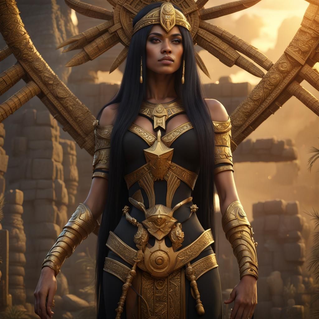 Goddess with Star Armor and Asherah Pole