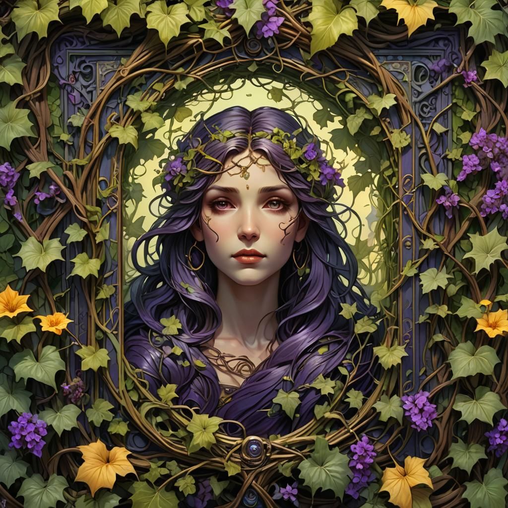 Lush Vines Adorn Picture Frame in Dark Fantasy Style