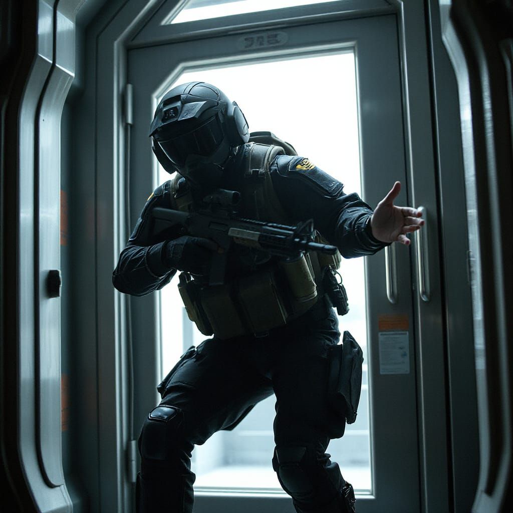 Futuristic Navy SEAL Breach in Dystopian Style