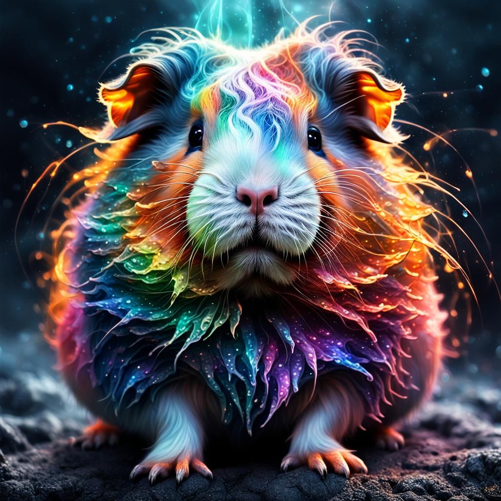 Magical Guinea Pig Made of Ghostly Flames