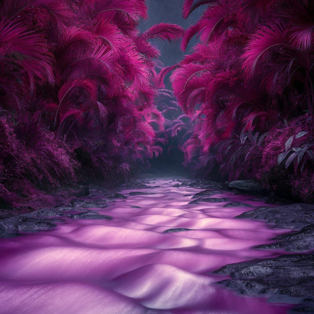Pink and Purple Tropical Forest Photograph