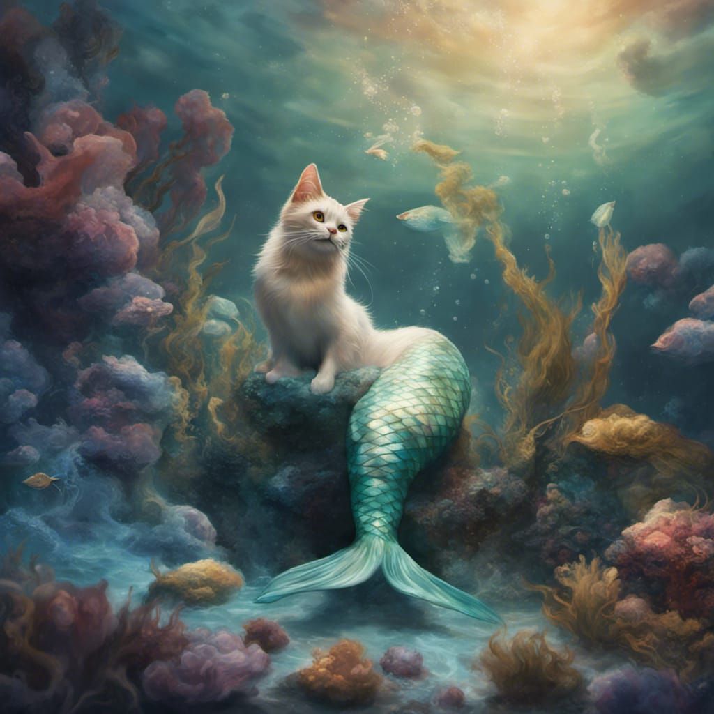 Hyperrealistic Mermaid Cat Concept Art
