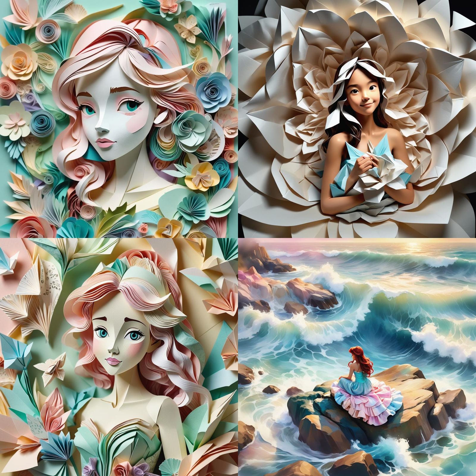 Ariel Origami Papercraft in 8K Resolution