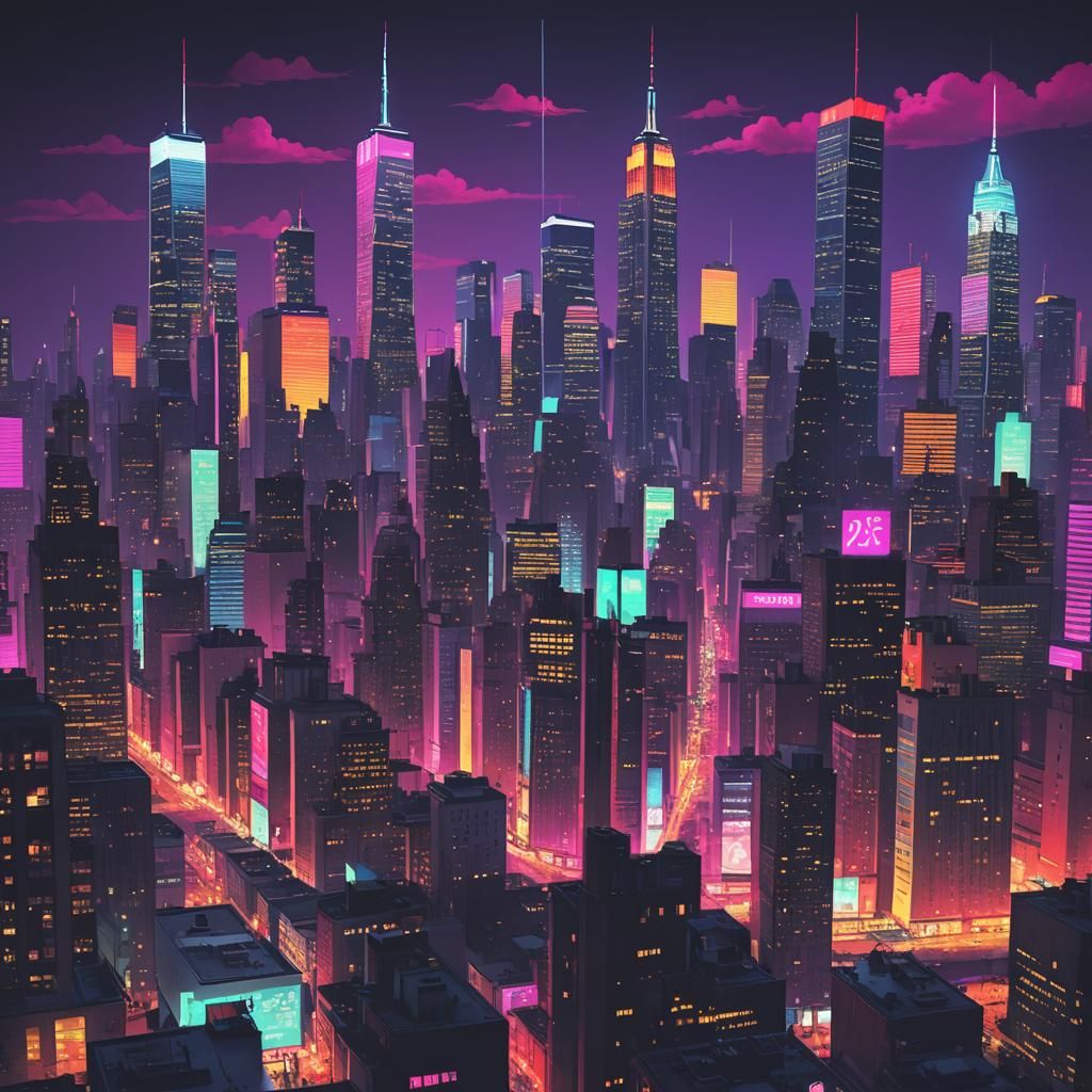 Synthwave Neon New York City from Friday the 13th