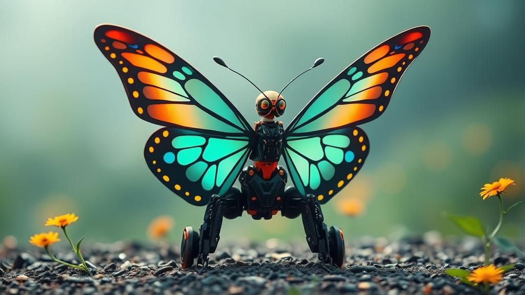 Digital Electronic Robot Butterfly Illustration