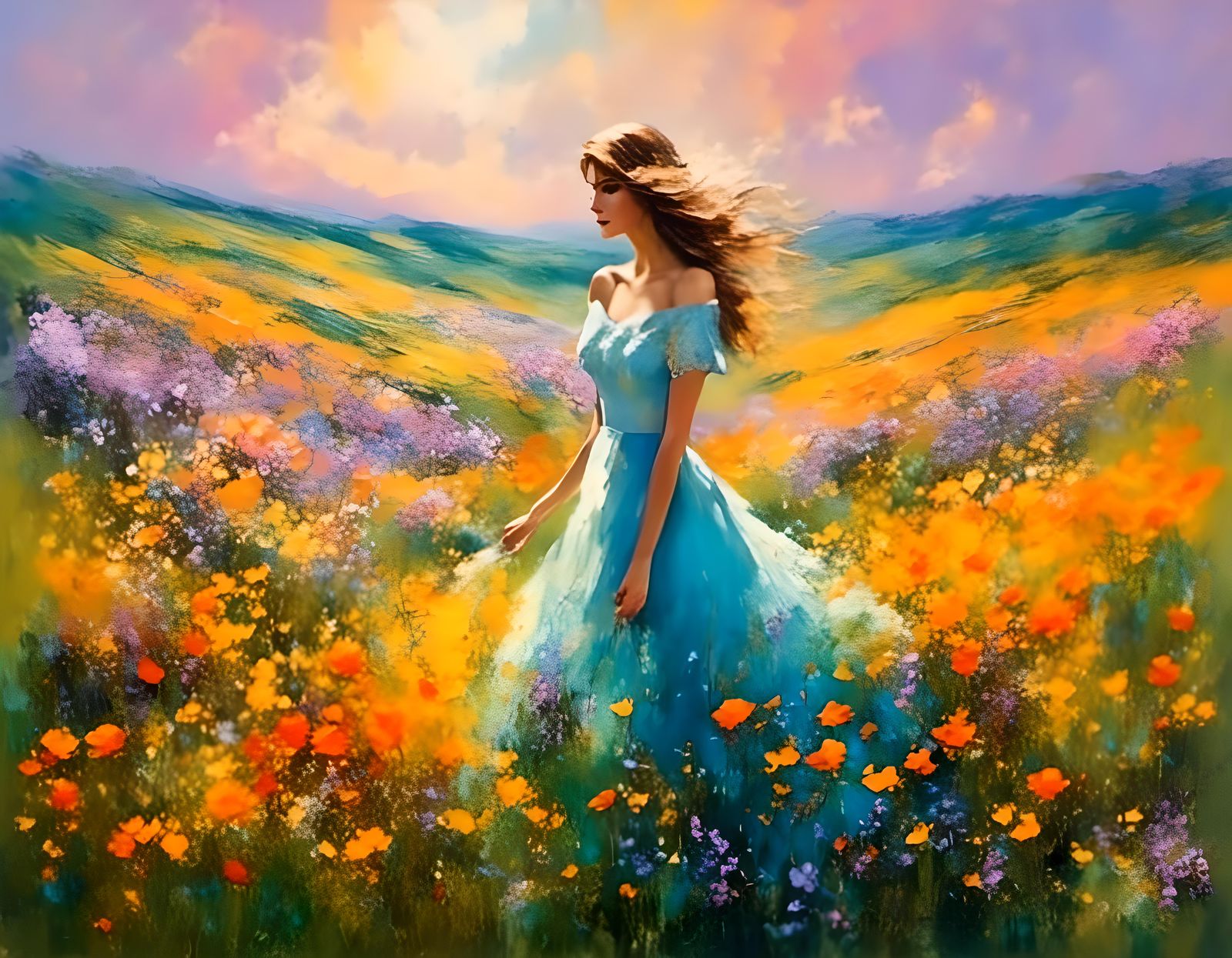 Mystical Meadow Scene on Alien Planet