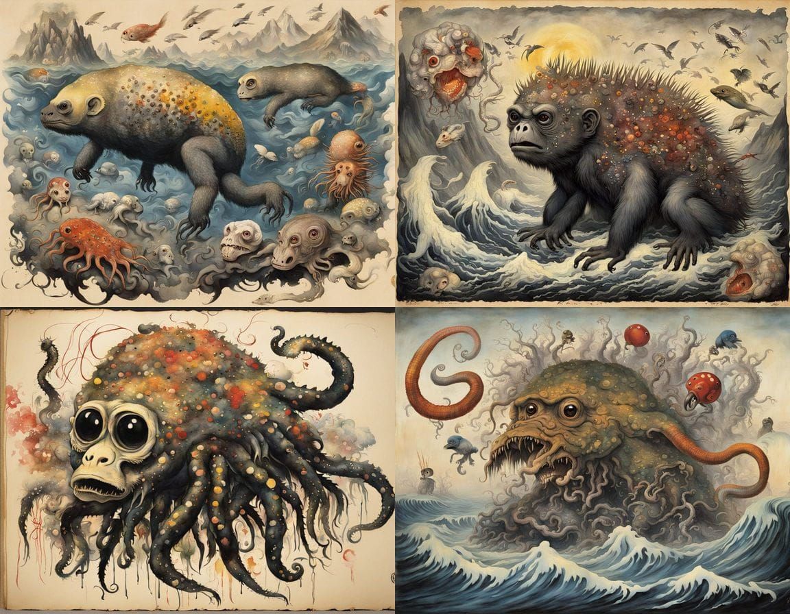 Horrific Mutant Creature in Romantic Style