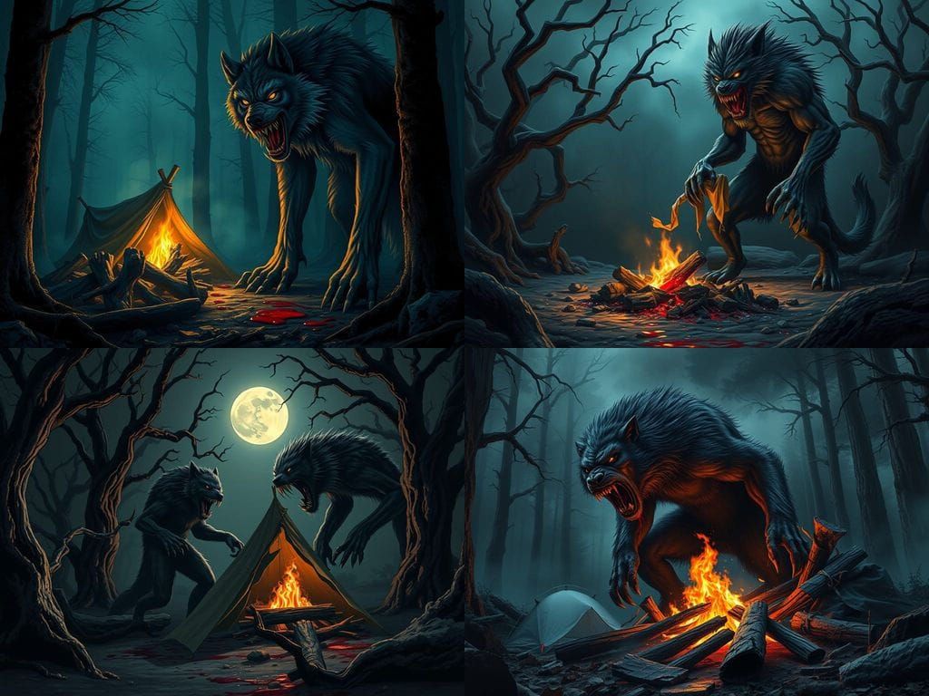 Ferocious Werewolf Tears Tent Apart in Creepy Forest