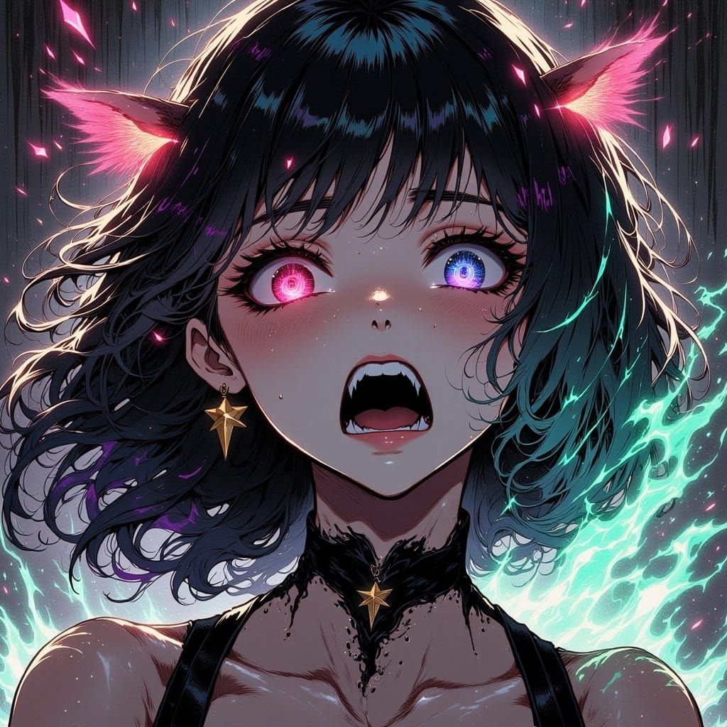 80s Anime Woman in Emotional Turmoil