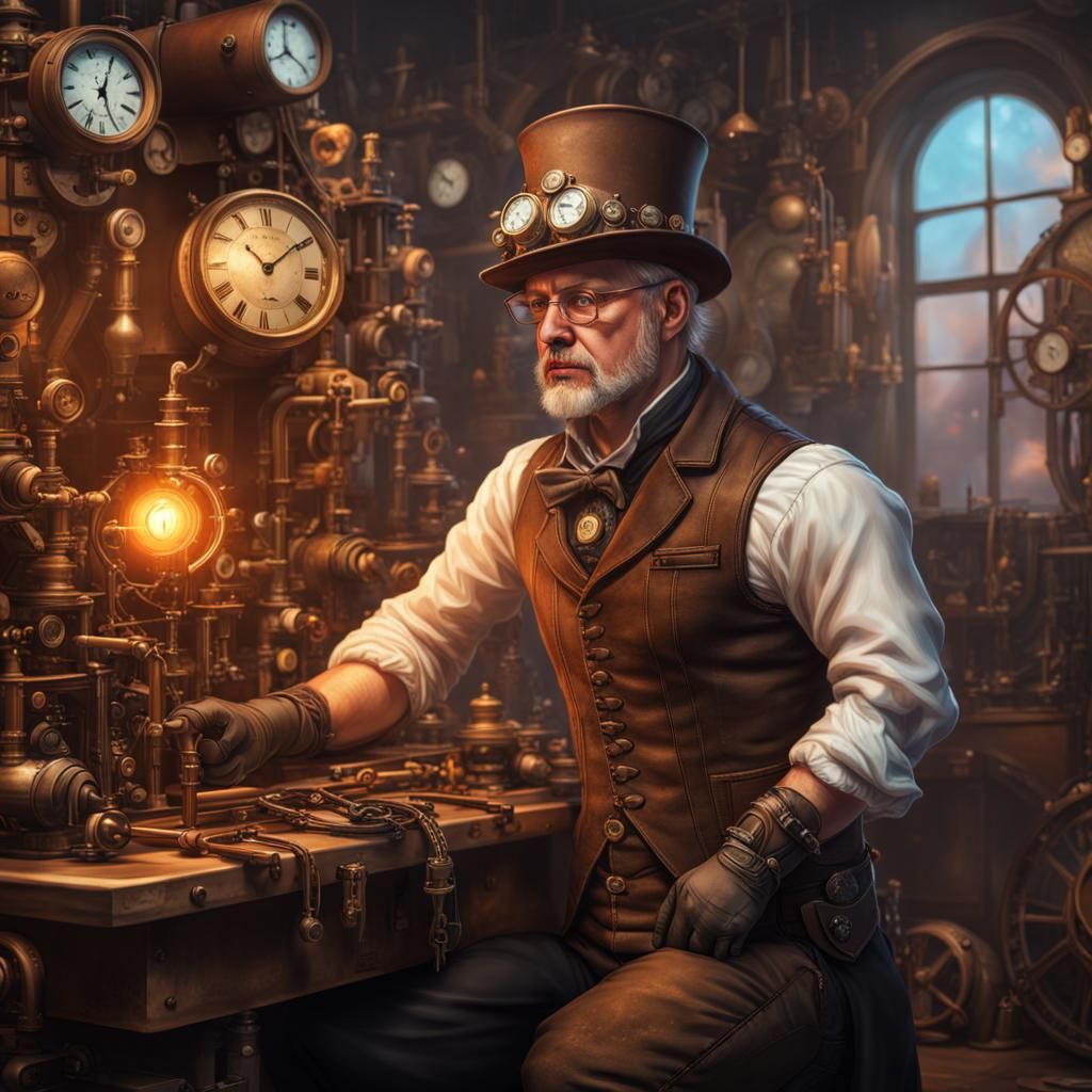 Steampunk Artificer Portrait in Hyperrealistic Style