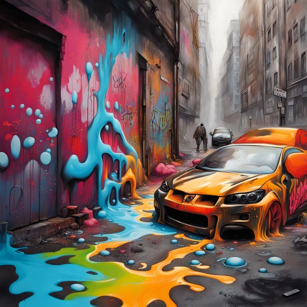 Colorful Polychromatic Graffiti Street Art in Splash Style