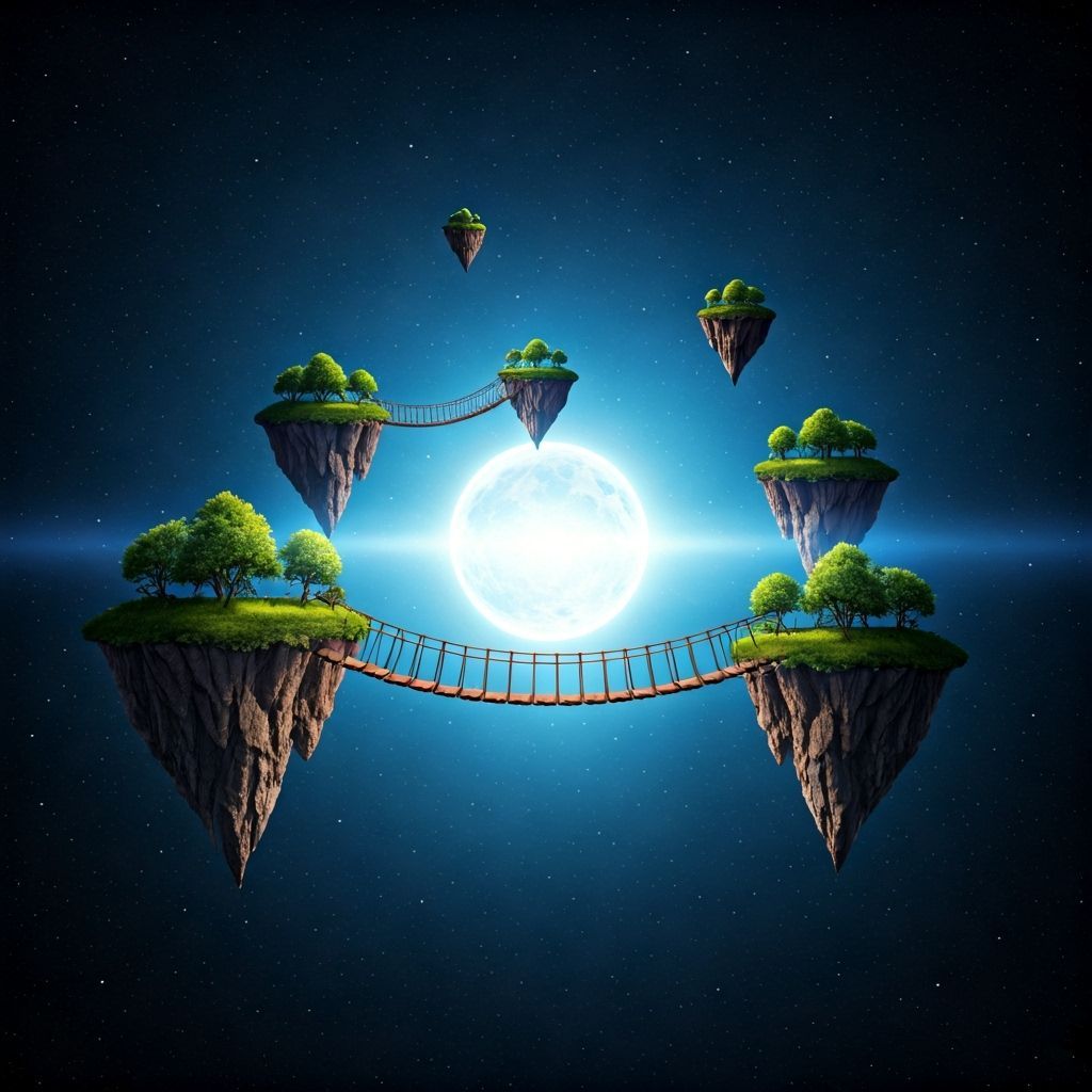 Islands Connected by Bridges Floating in Outer Space