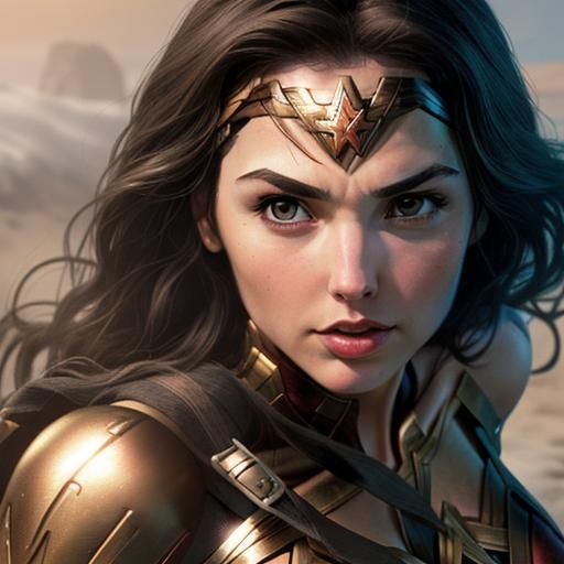 Wonder Woman Portrait in Comic Book Style