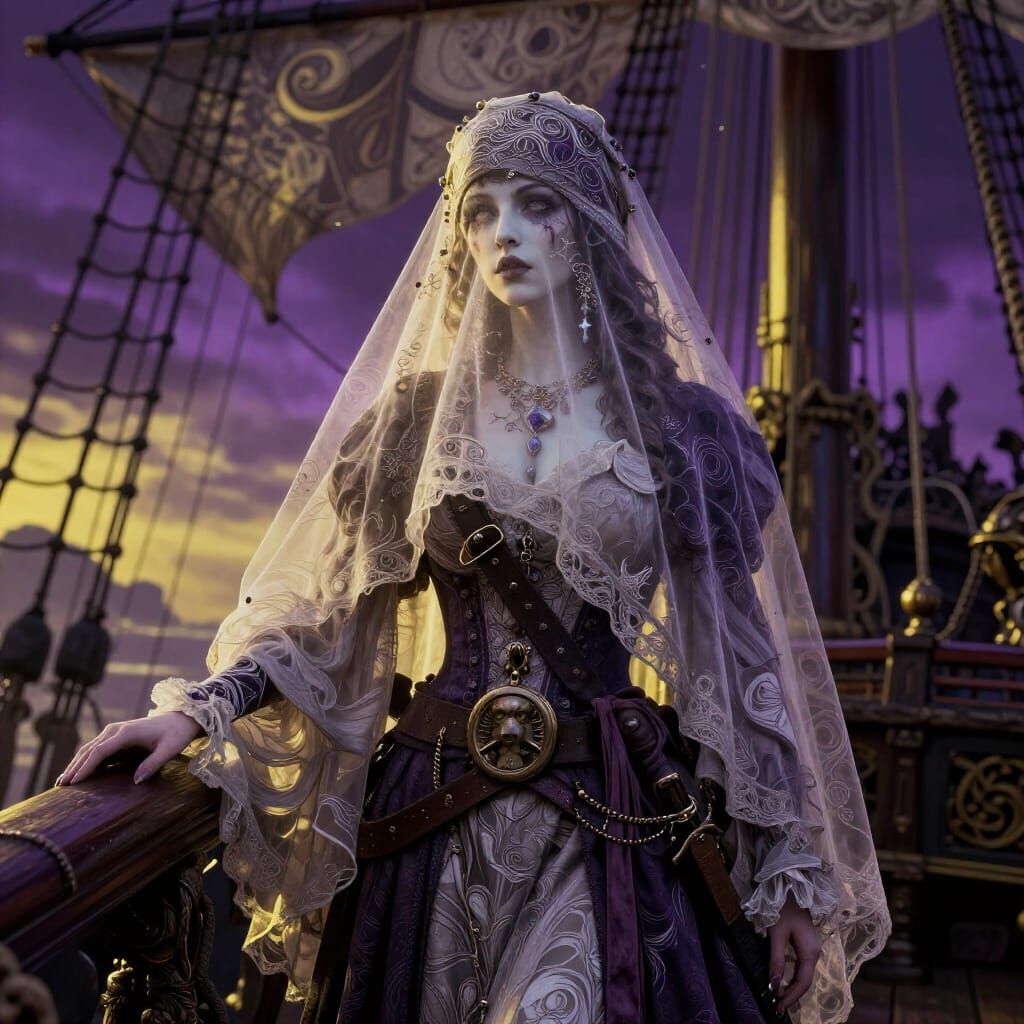 Pale Pirate Bride in Dark Fantasy Concept Art