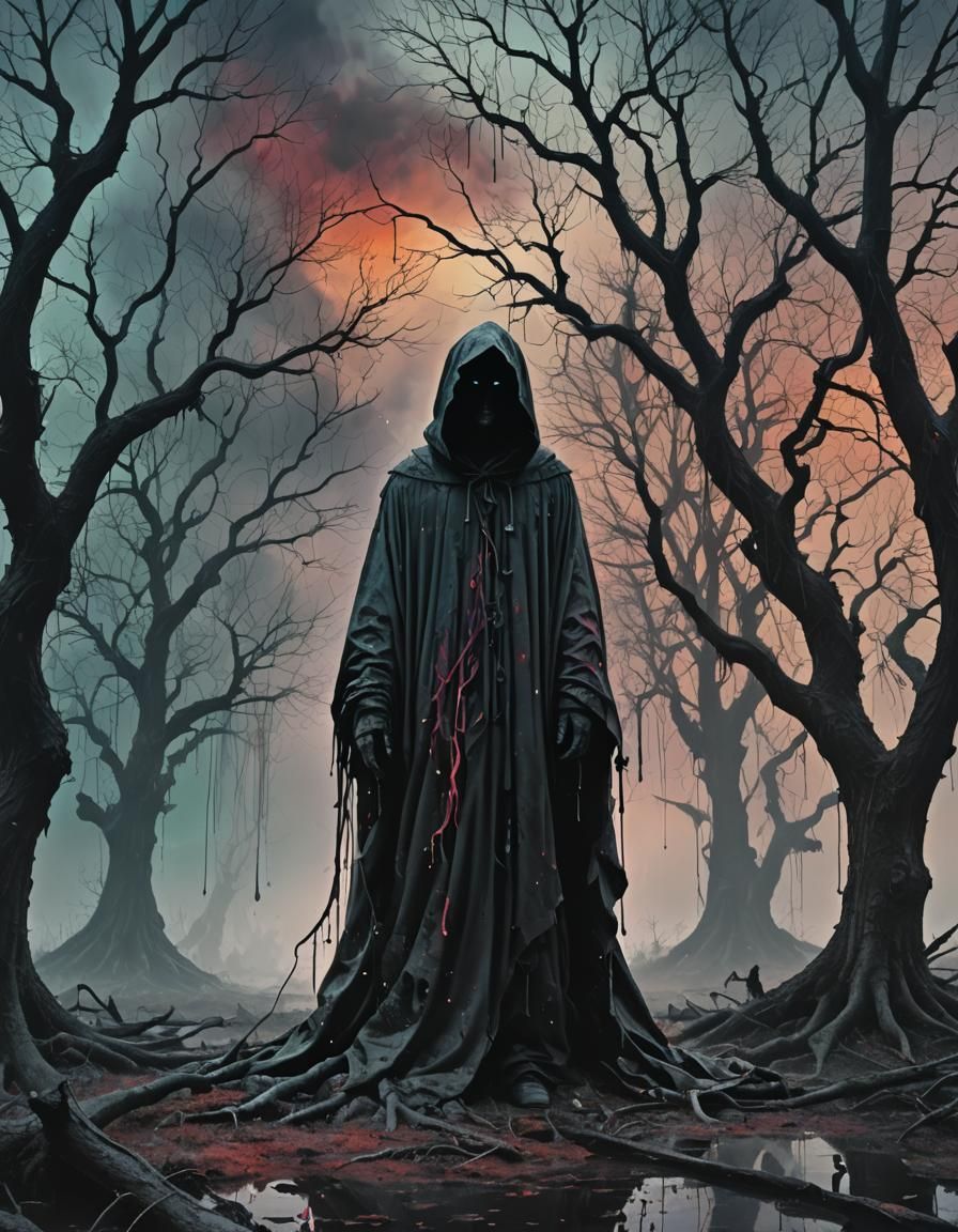 Ethereal Figure in a Surreal Gothic Landscape