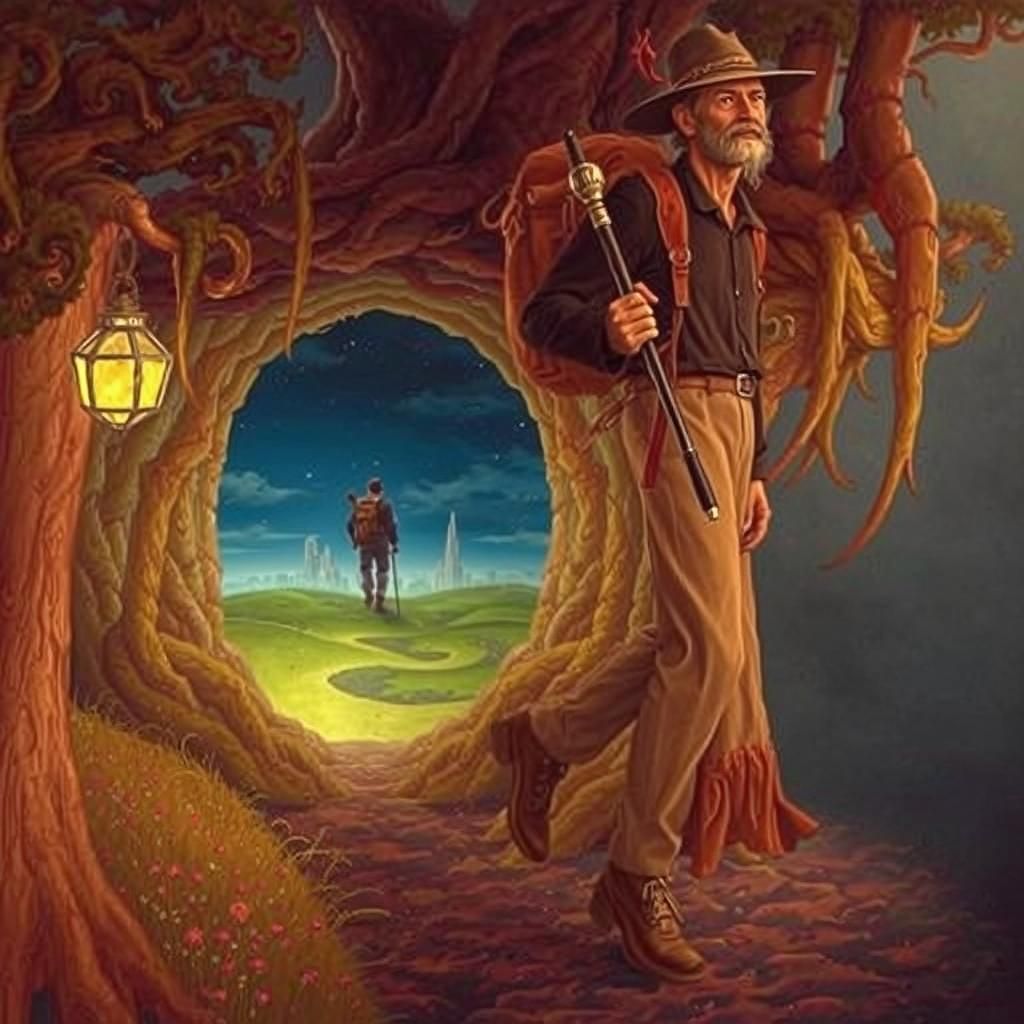 Pilgrim's Journey into a Surreal Dreamscape