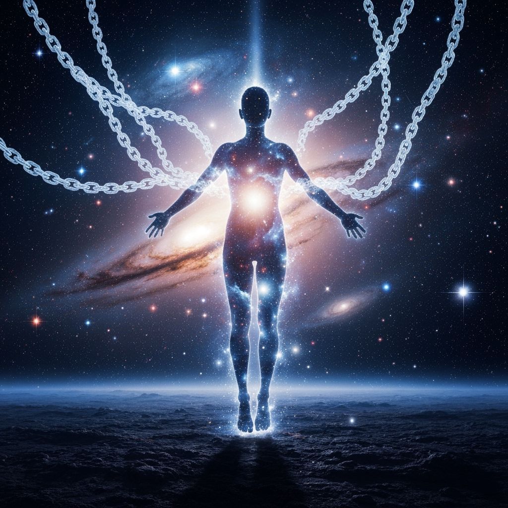 Figure Dissolves into Cosmic Nebula, Breaking Spectral Chain...