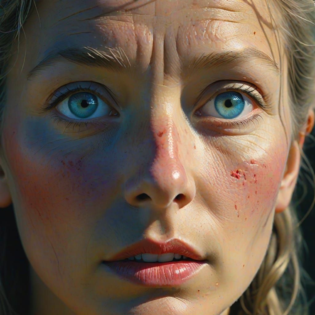 Surreal Elderly Native American Embracing Sunset