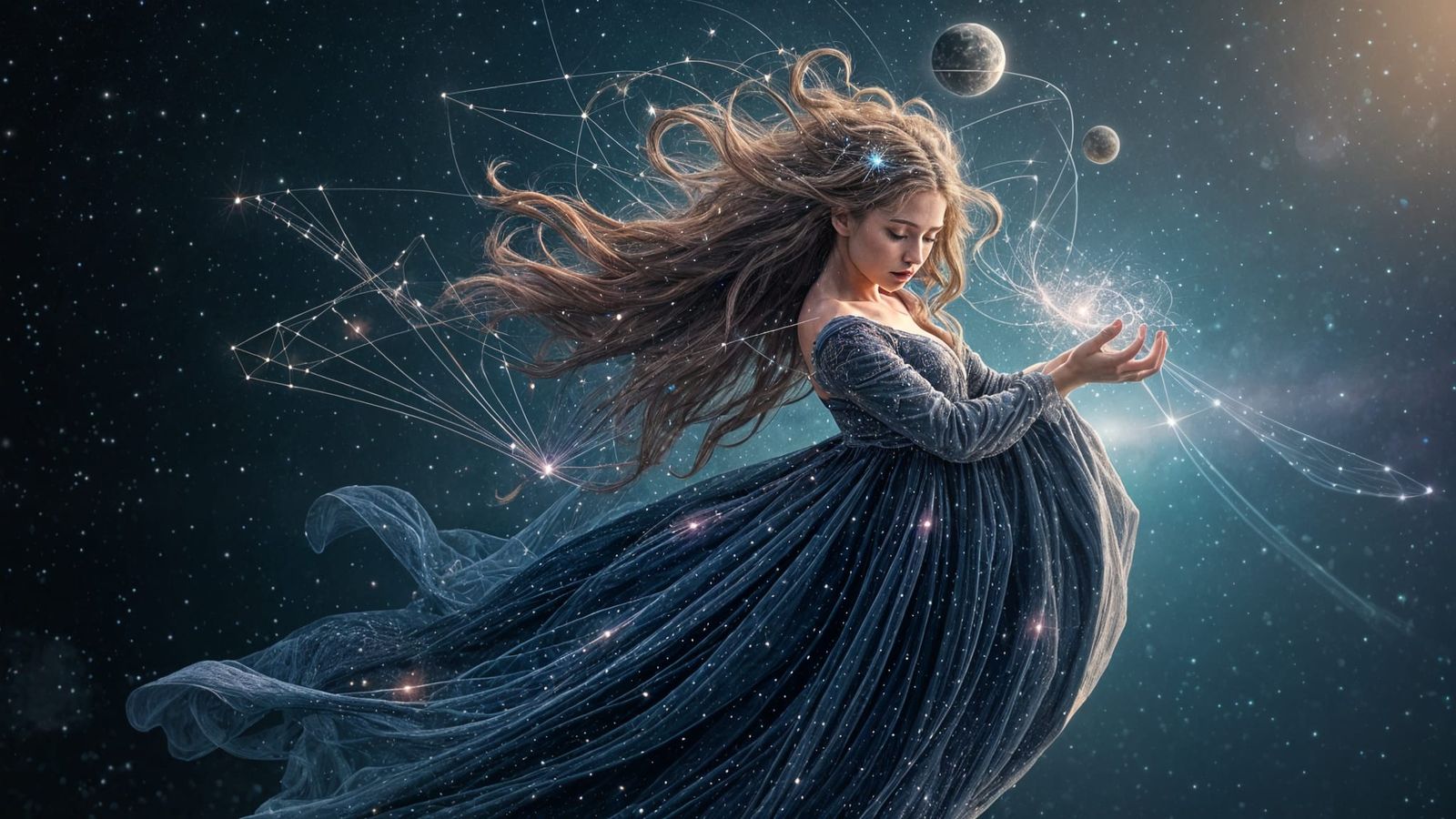 Celestial Witch Weaving Galaxies in Cosmic Void