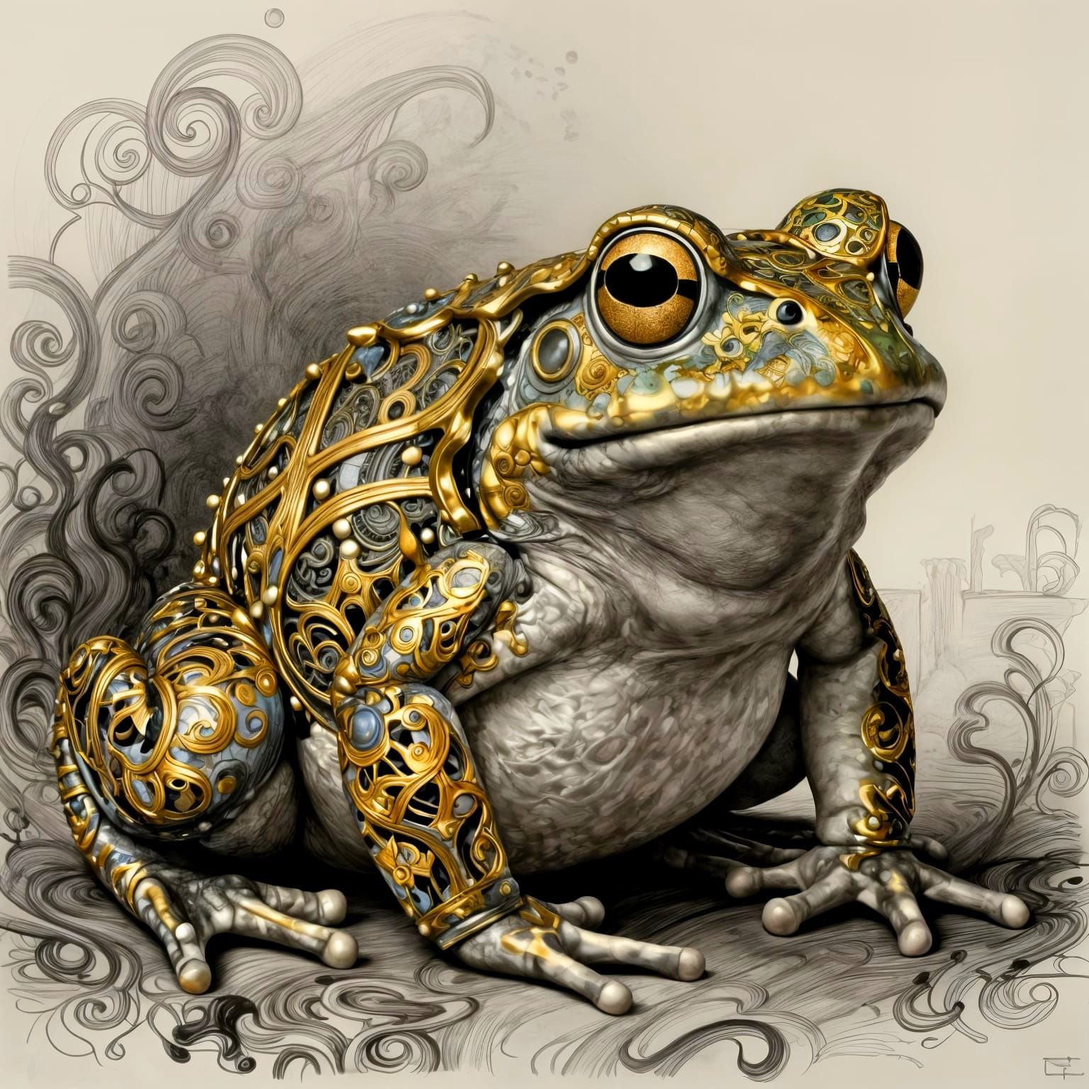 Corpulent Frog in Fantastical Ornate Detail