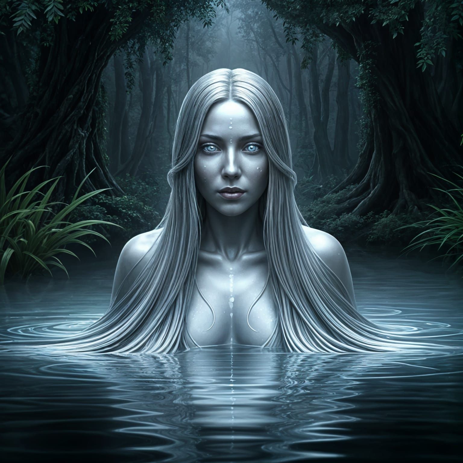 Silver Naiad Rises from Lunar Feypool