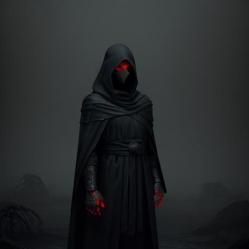 Dark Ninja Shadow in Misty Environment