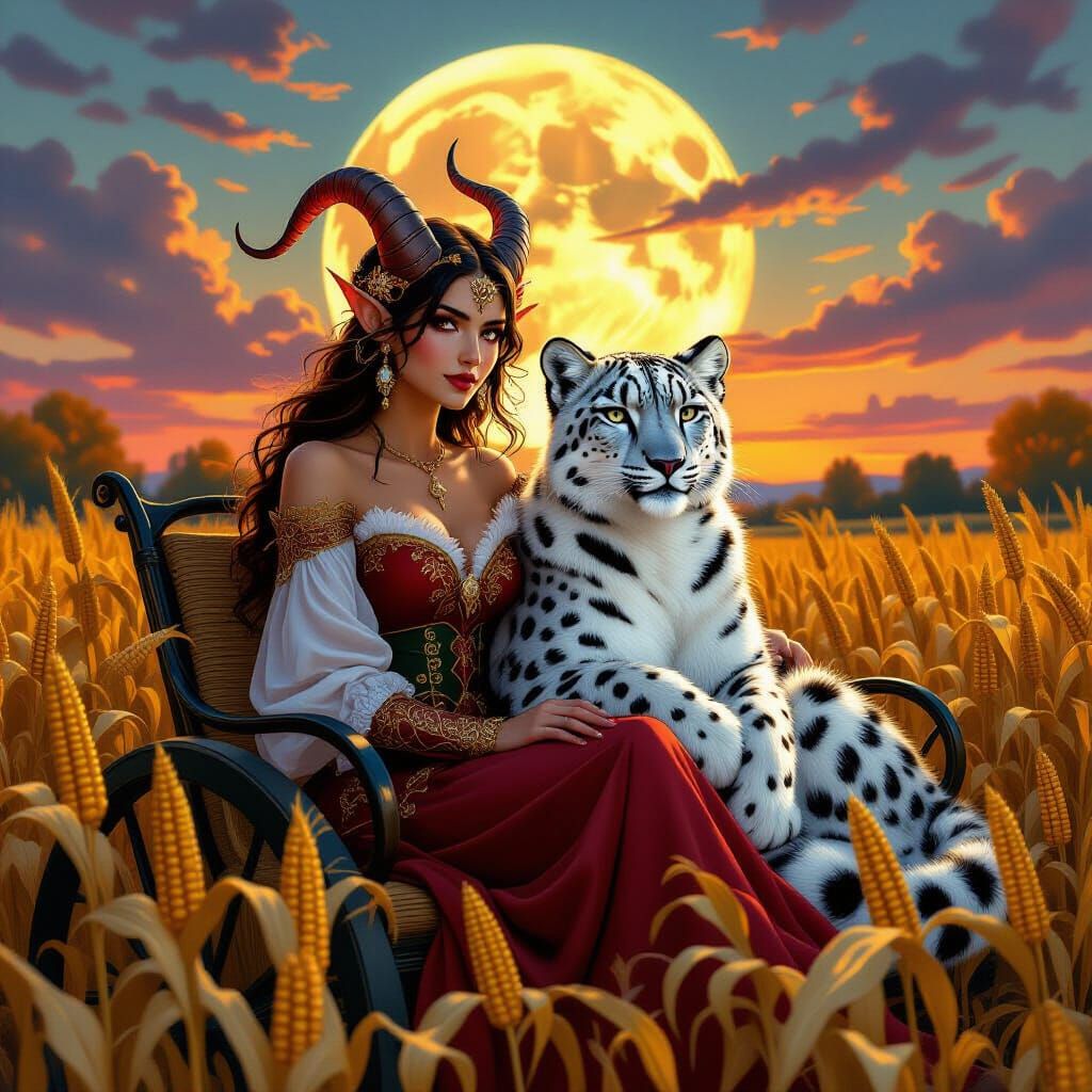 Autumn Hayride: Tiefling and Snow Leopard Romance