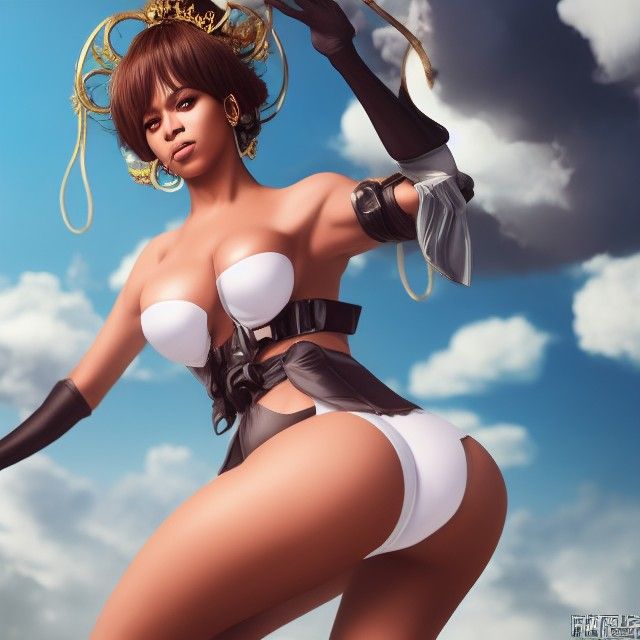 Curvy Pinup in Azur Lane Outfit, Digital Matte Painting