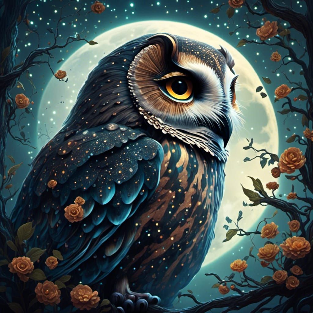 Ethereal Creatures in Slumbering Forest at Night