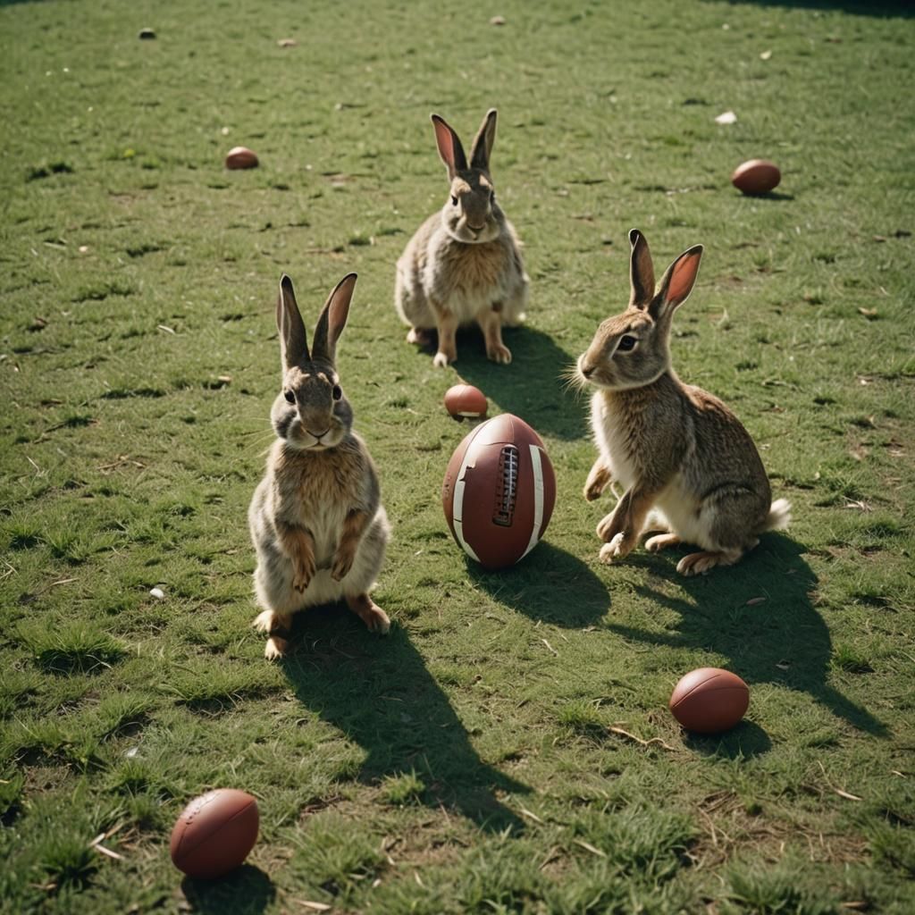 Rabbits Playing Football in Cinematic Style