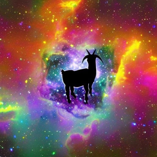 Goat Constellation in Retro Synthwave Nebula