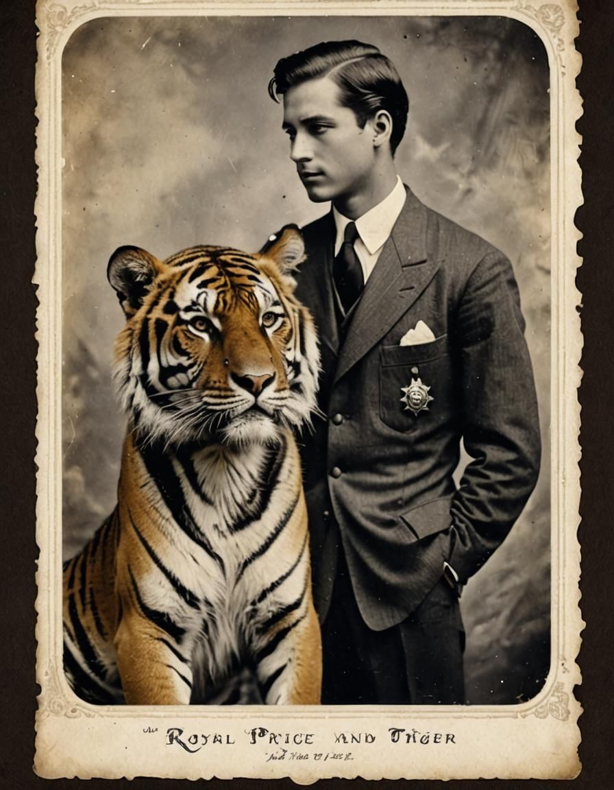 Vintage Photo: Royal Prince and Tiger