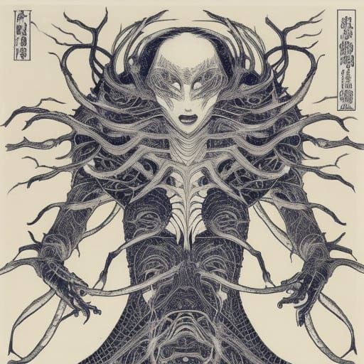 Alien Woman Blueprint in Dystopian Style