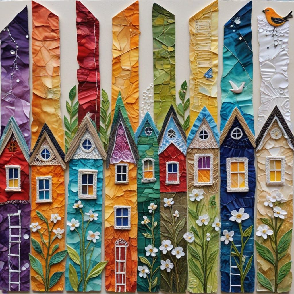 Whimsical Mixed Media Miniature Neighborhood