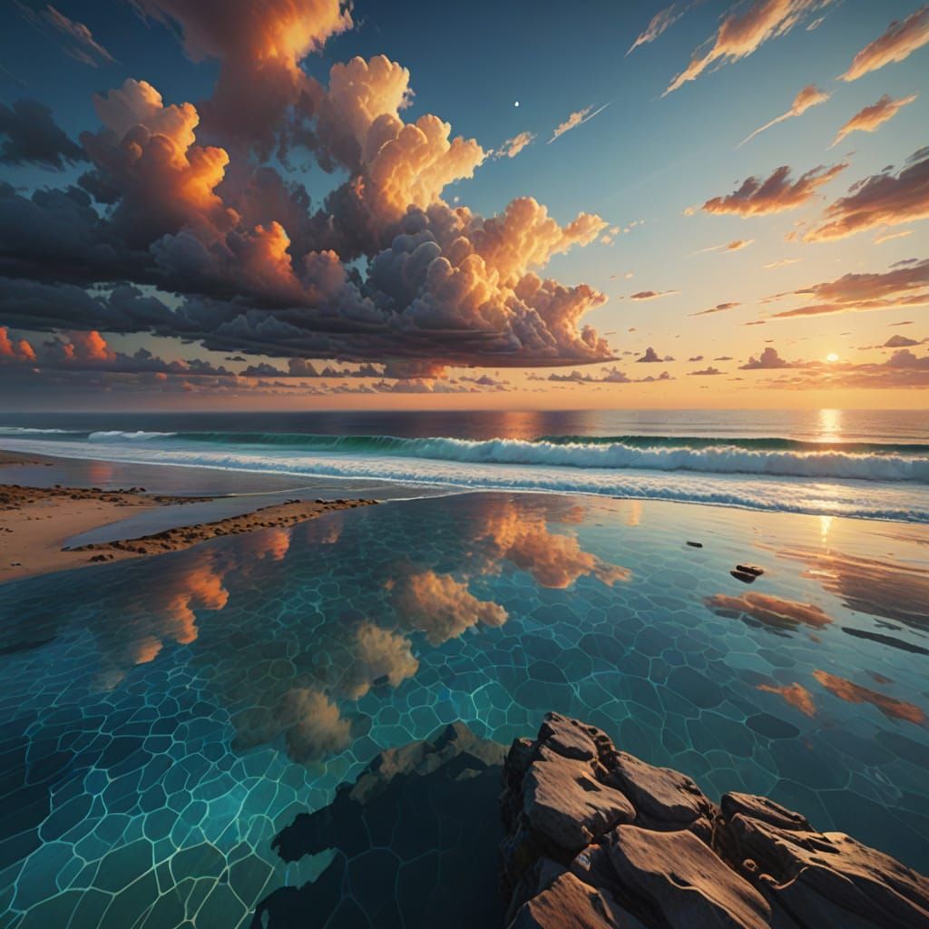 Ethereal Dawn at the Edge of the World in Vibrant Oil Painti...