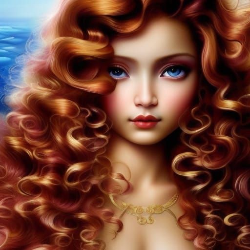 Hispanic Girl with Red Hair in Art Deco Frame