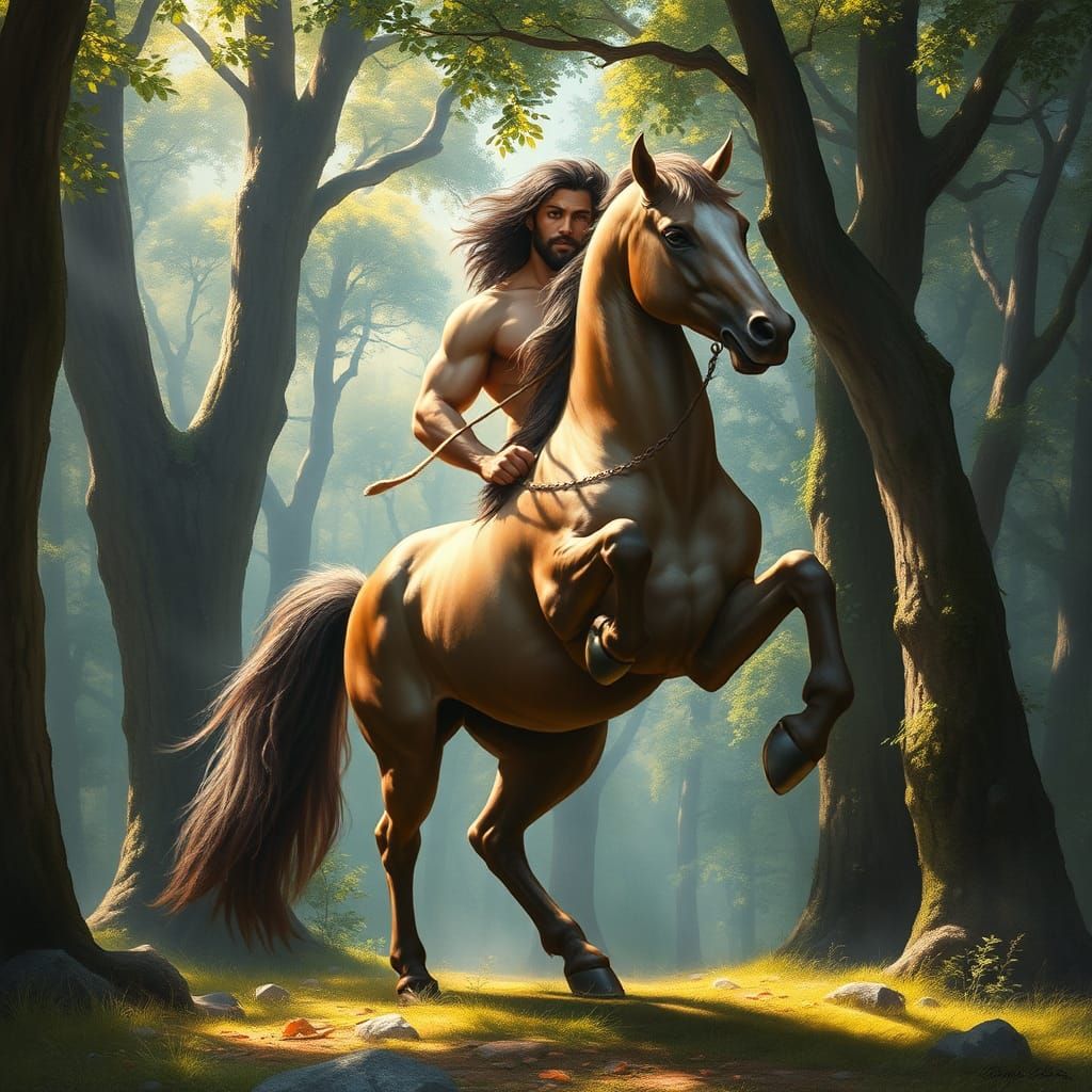 Majestic Centaur in Forest, Fantasy Art Style