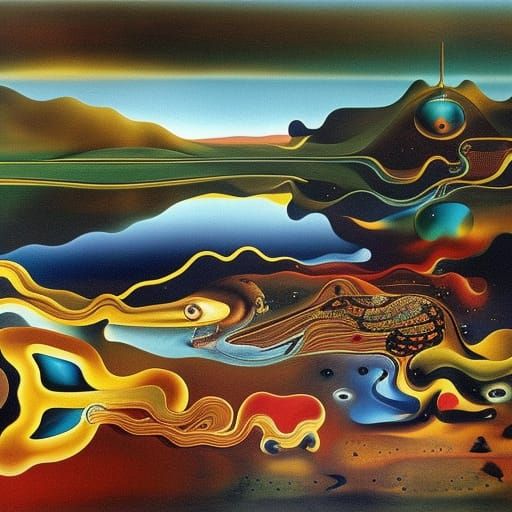 Surreal Snake Medicine Dreamscape in Abstract Art Style