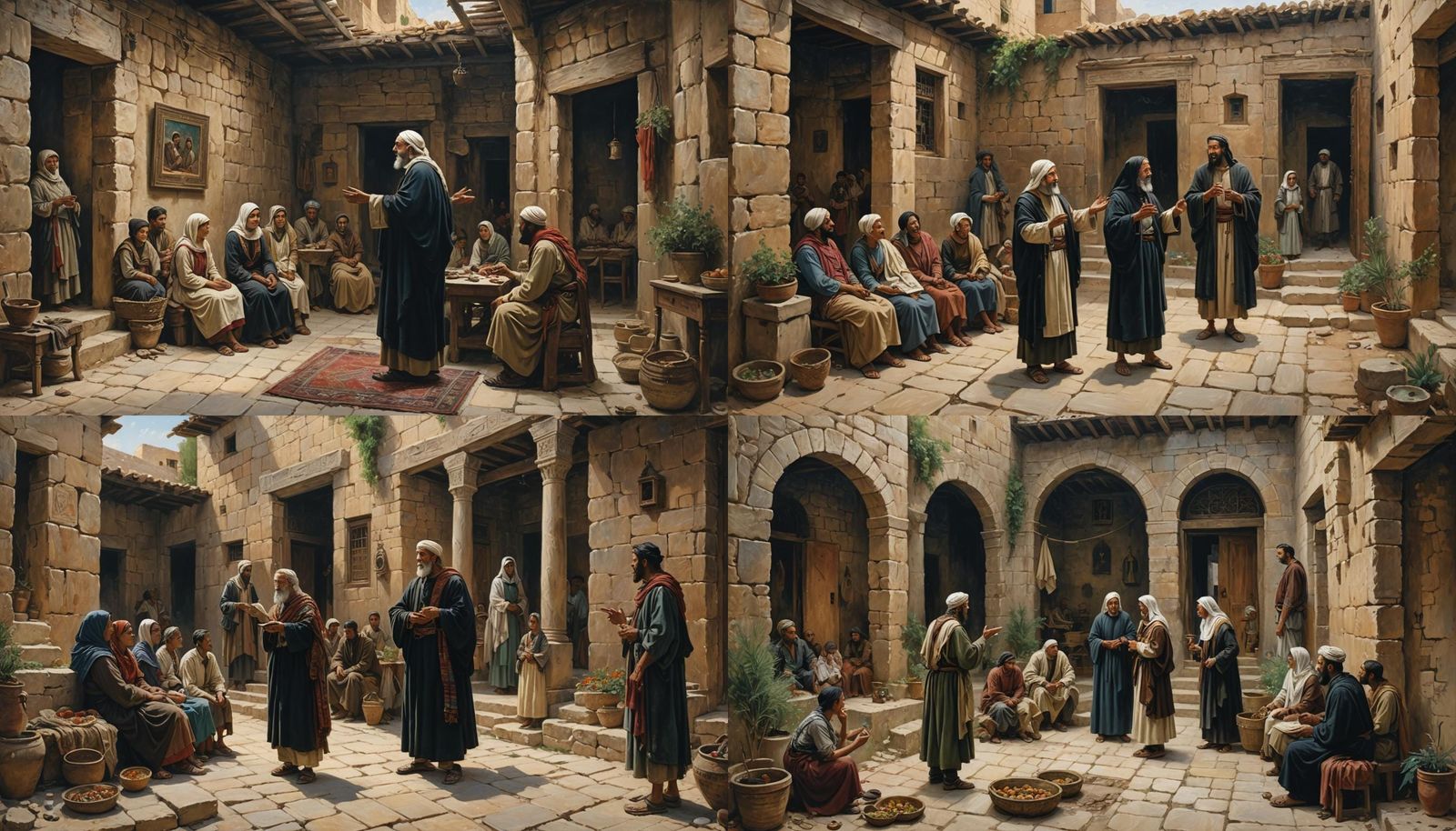 Preaching to Family in Ancient Palestine, Impressionist Goua...