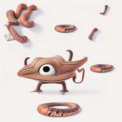Ebullient Earthworm with Googly Eye: Hyperrealistic Academic...