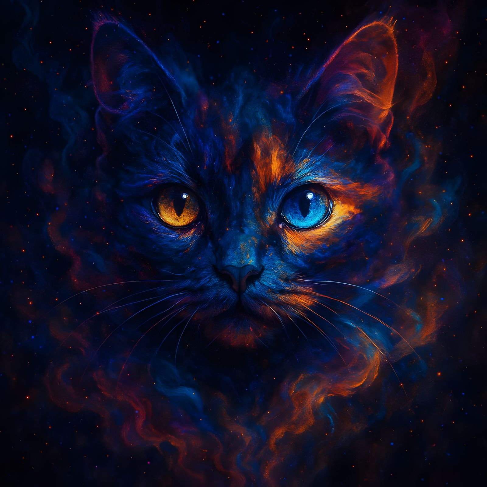 Vibrant Cat Portrait in Resplendent Light