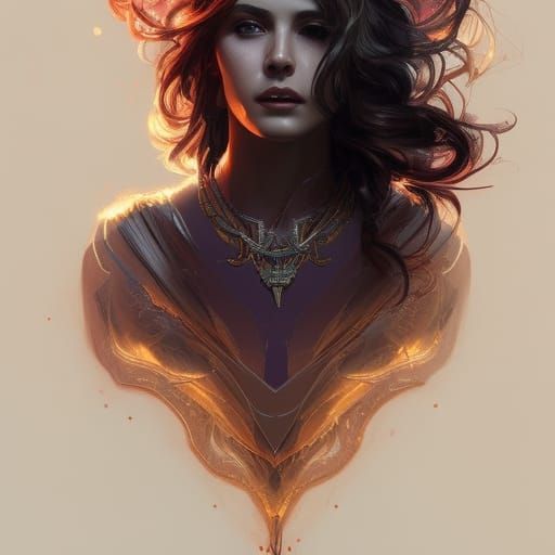 Detailed Portrait of Hecate in Art Nouveau Style