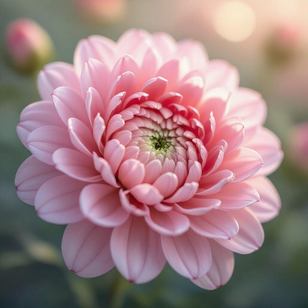 Delicate Pink Floral Explosion in Botanical Illustration Sty...