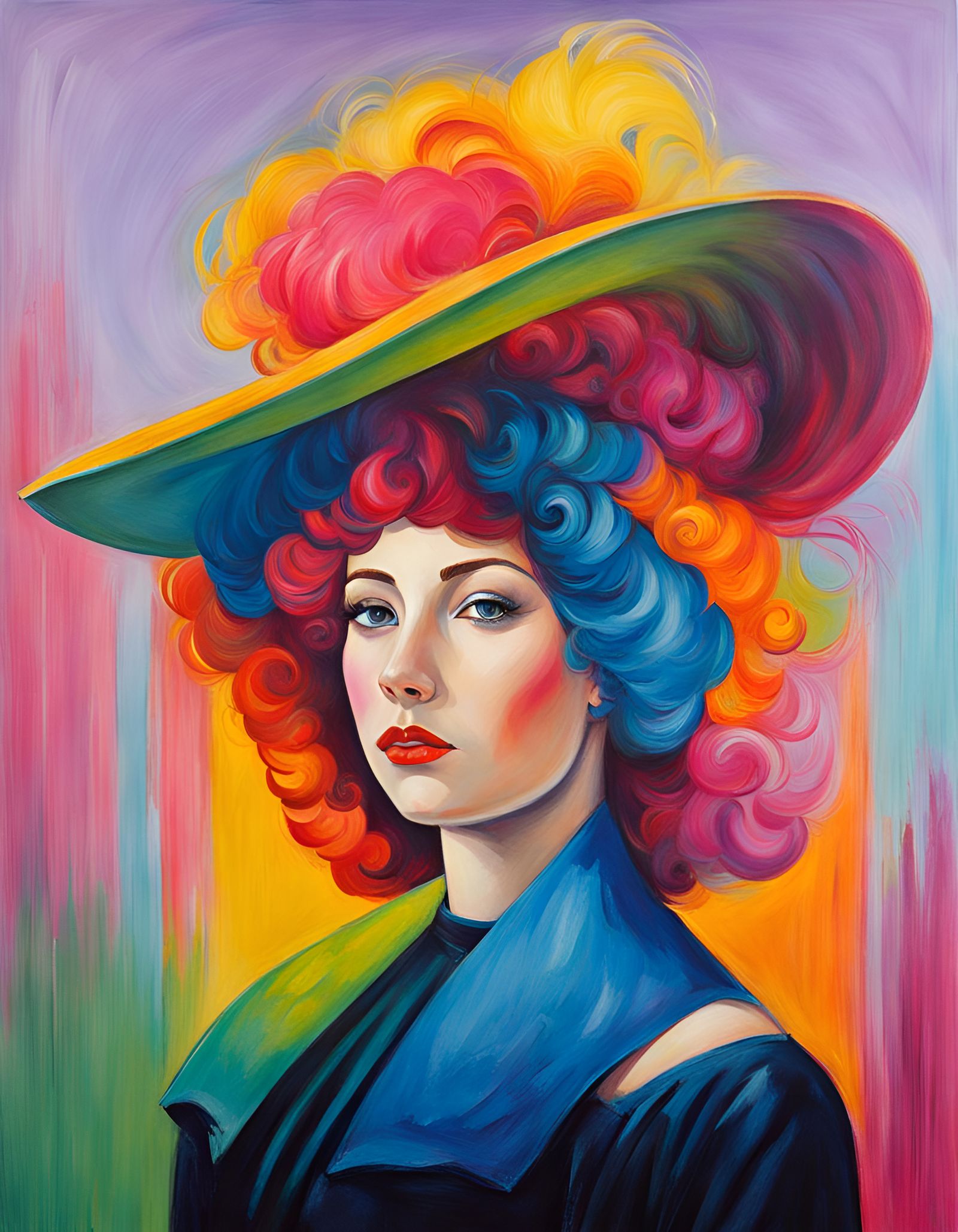 Colorful Portrait of a Young Woman