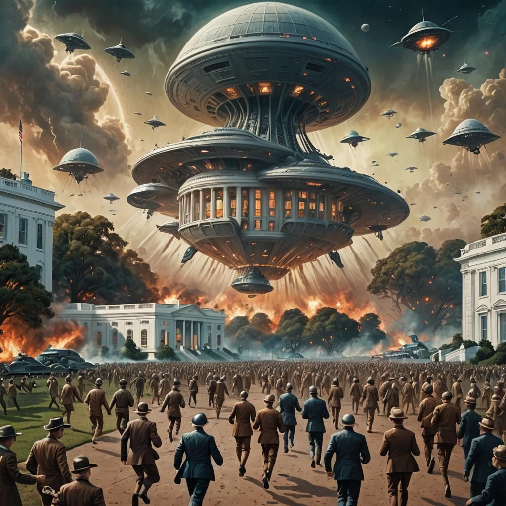 Alien Invasion Earth: 1930s Pulp Magazine Cover