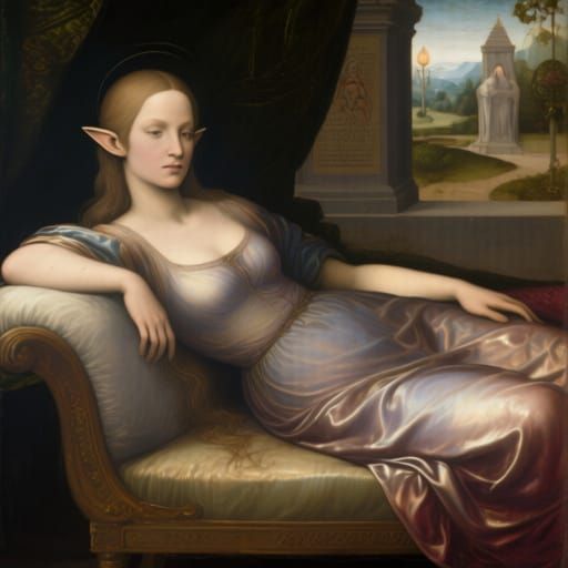Elven Muse Portrait in Symbolic Renaissance Hyperrealism