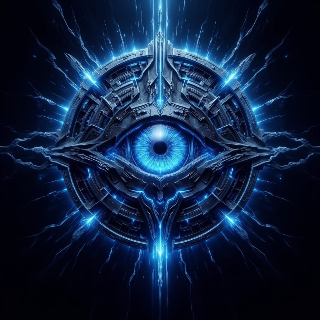 Mystical Sigil with Geometric Eye in Ash Thorp Style