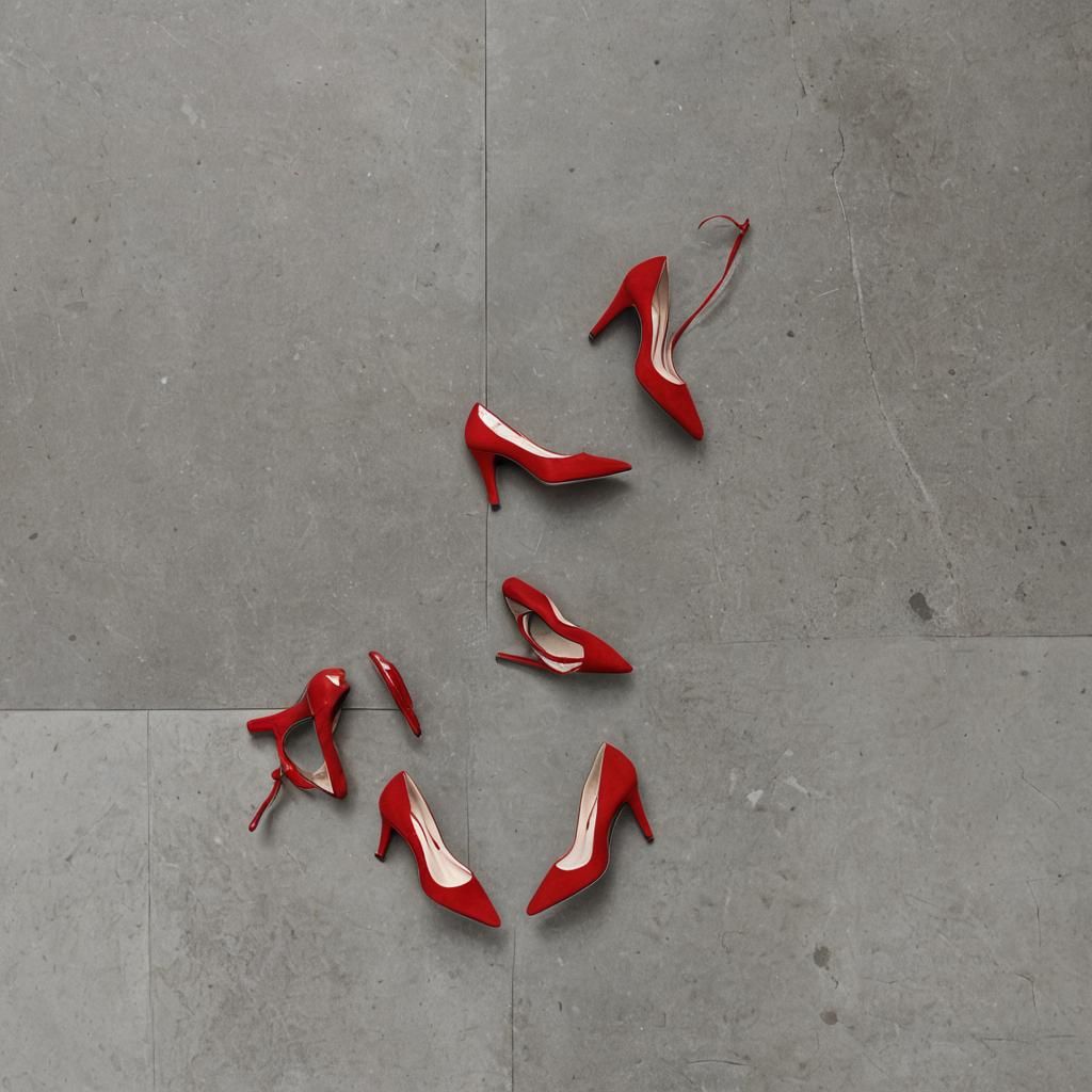 Crimson Heels in Empty Space