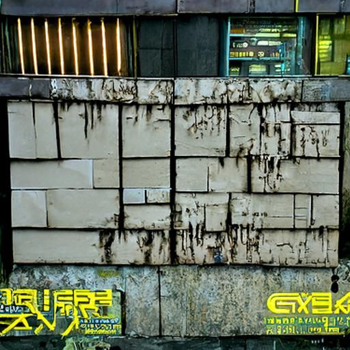 Cyberpunk Exterior Wall Texture: Photorealistic Video Game A...
