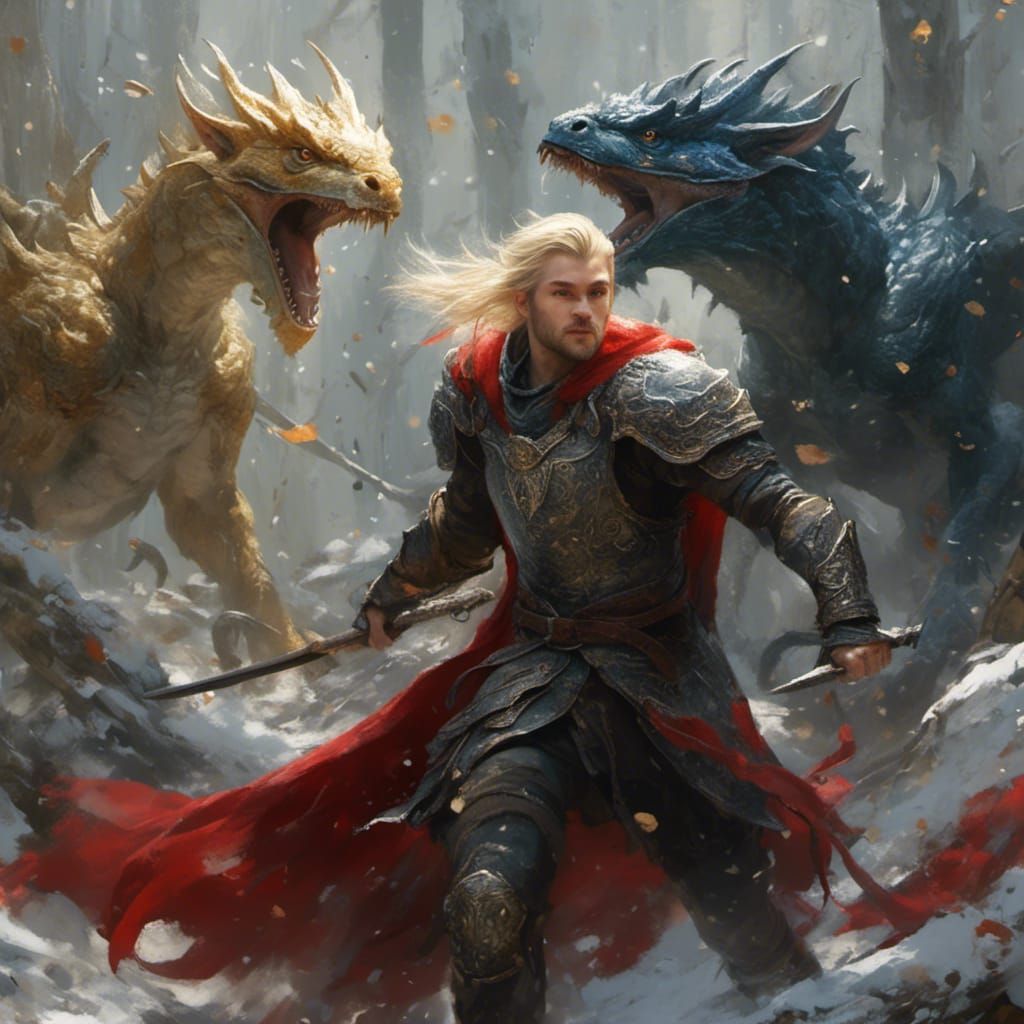 Wyverns Attack Handsome Elf Warrior